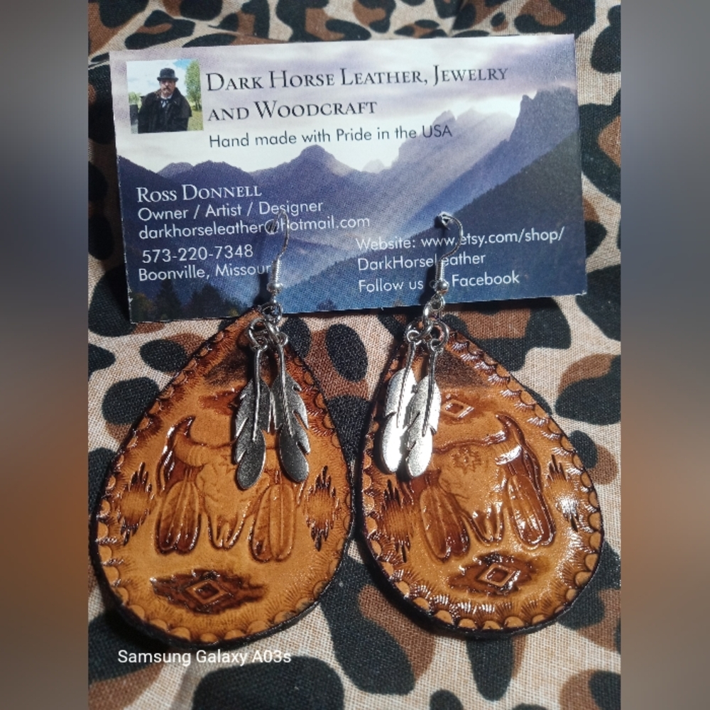 Western Southwestern Leather Earrings